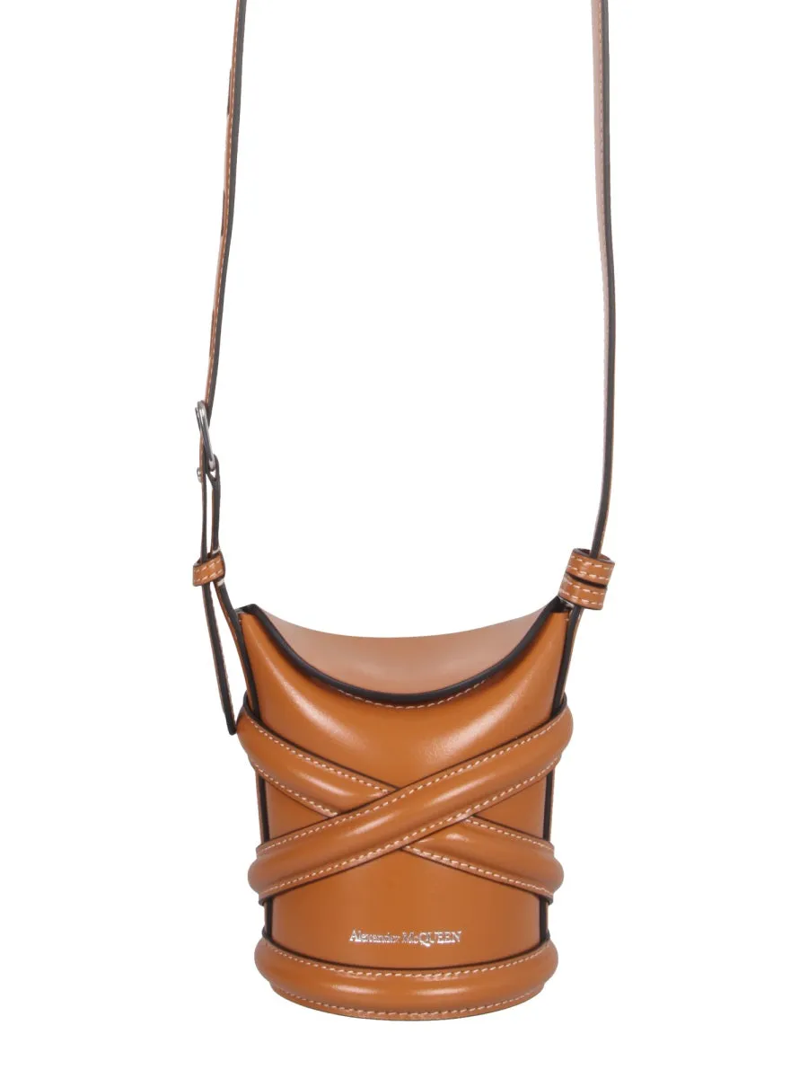 Alexander McQueen Logo Embossed The Mini Curve Bucket Bag