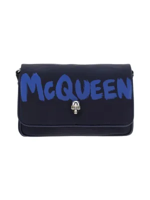 Alexander McQueen Logo Printed Skull Stud Shoulder Bag