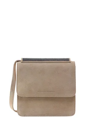 Brunello Cucinelli Logo Detailed Studded Crossbody Bag