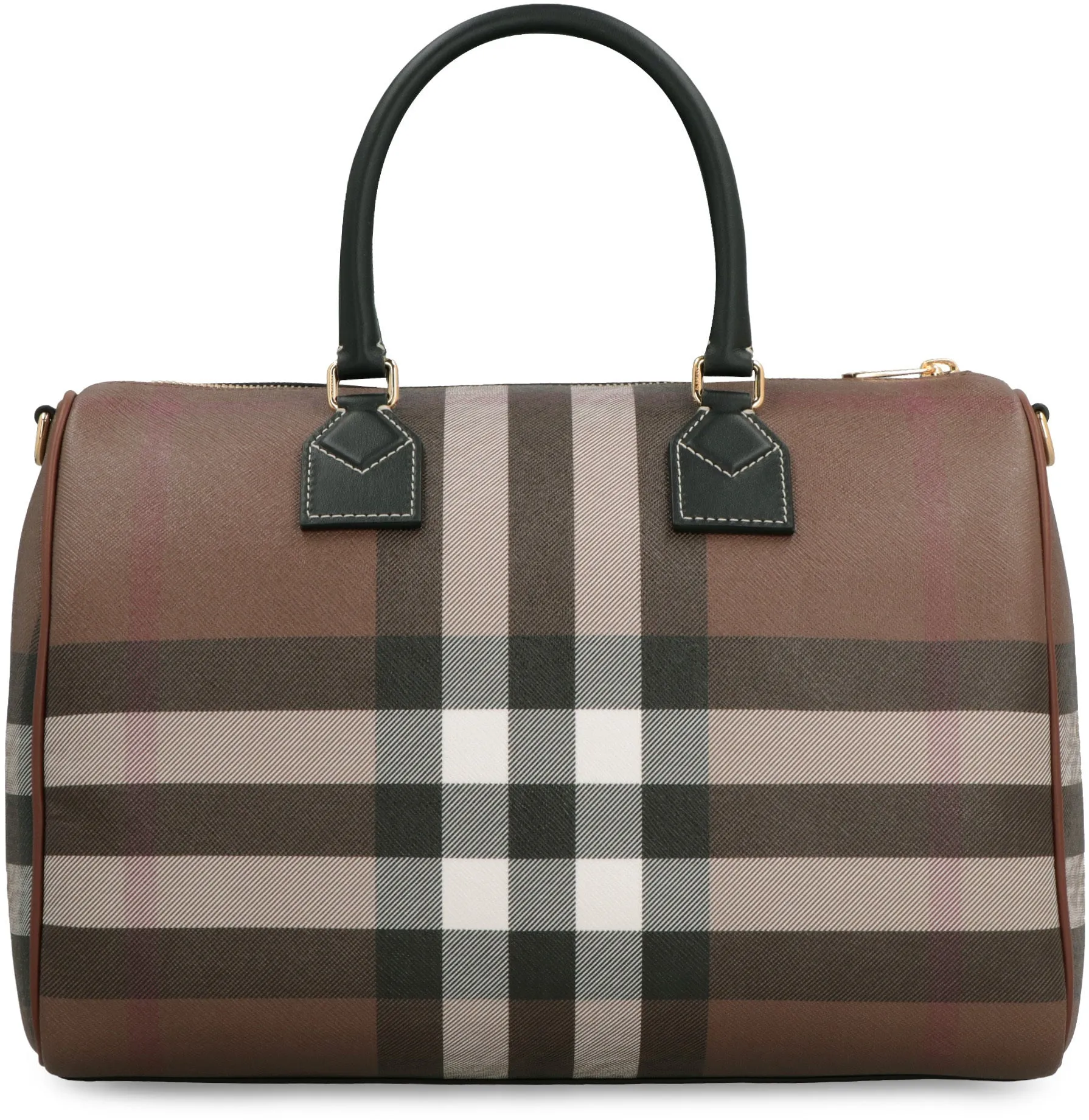 Burberry Checked Zipped Boston Bag