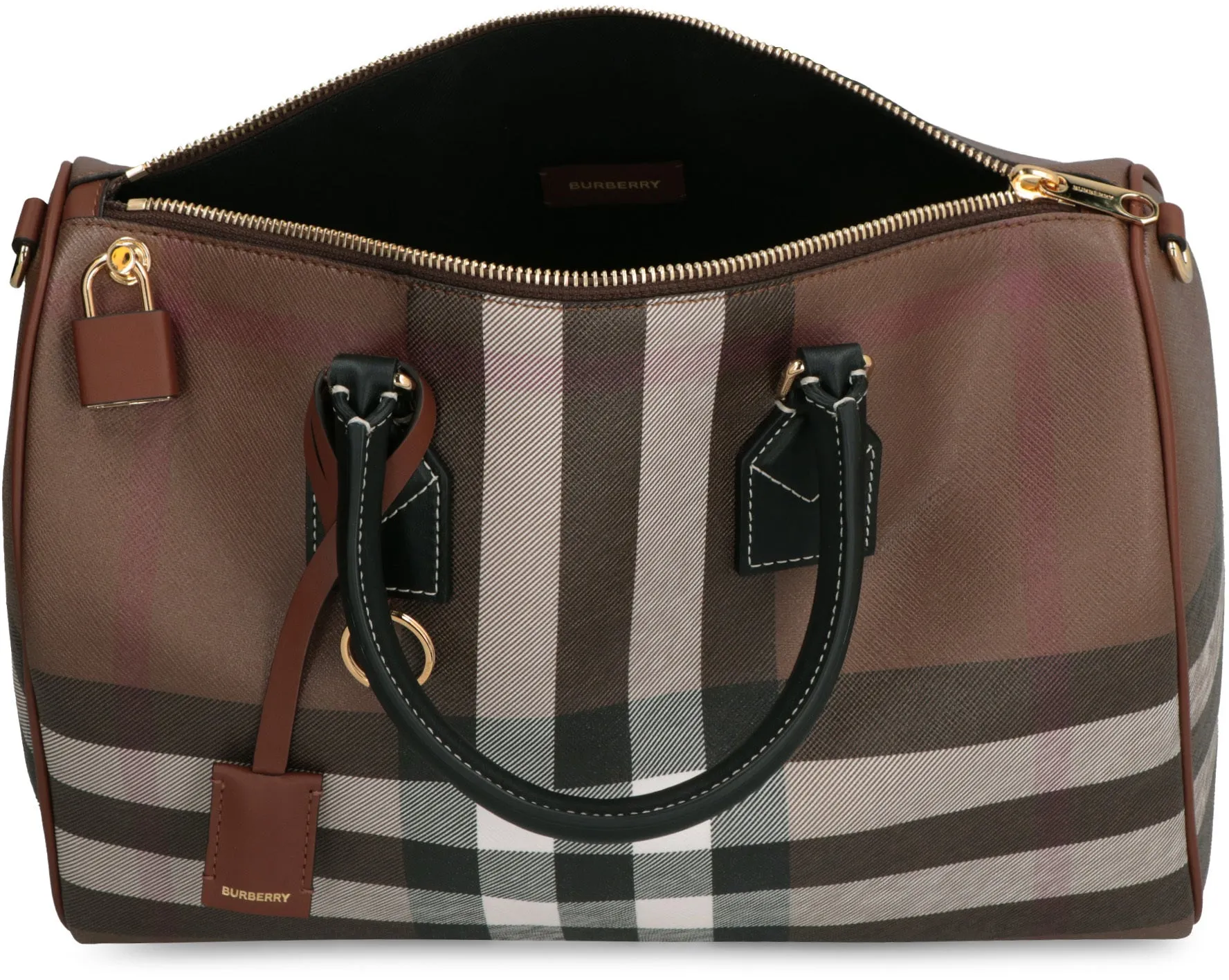 Burberry Checked Zipped Boston Bag