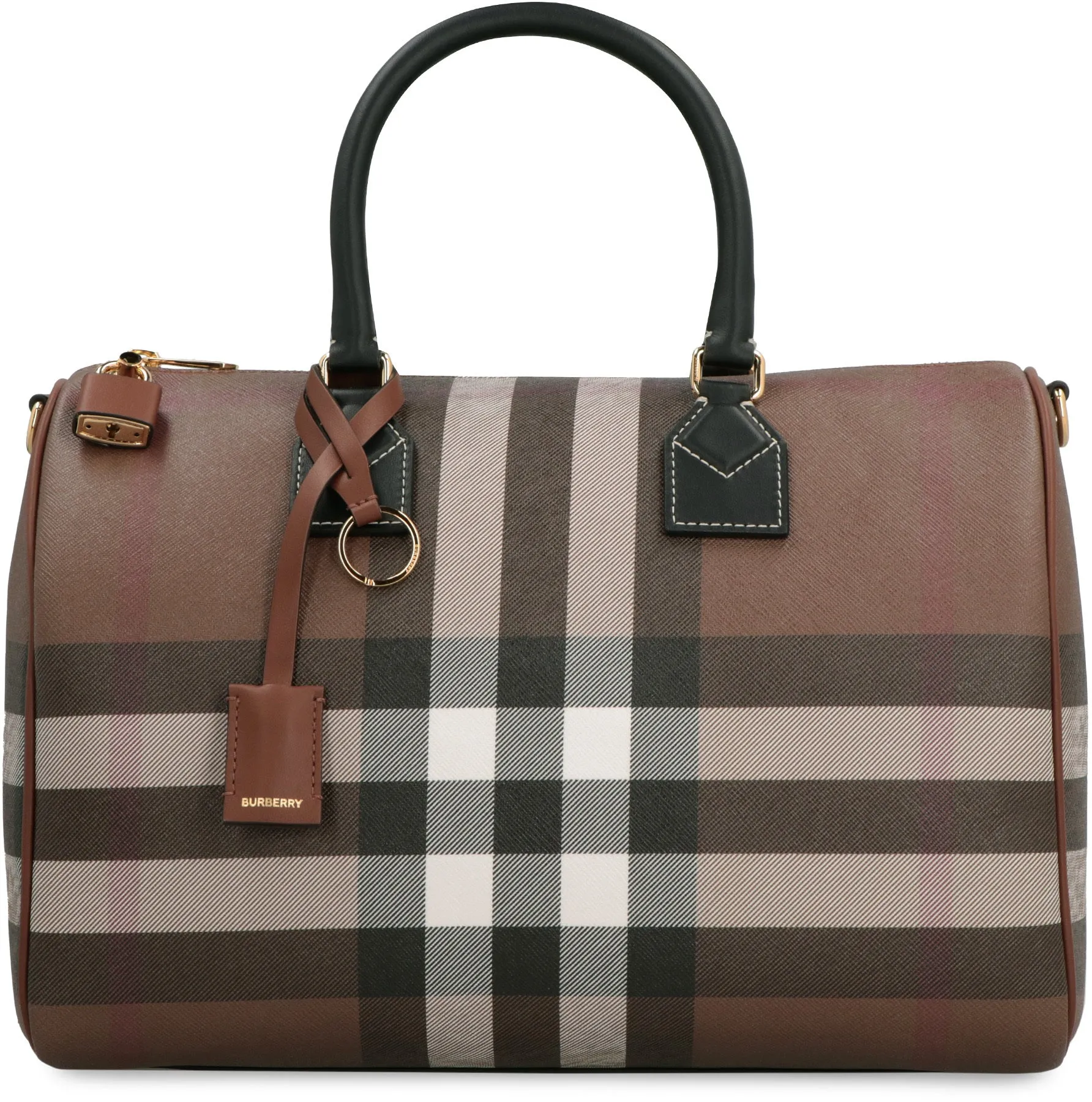 Burberry Checked Zipped Boston Bag