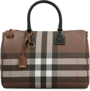 Burberry Checked Zipped Boston Bag