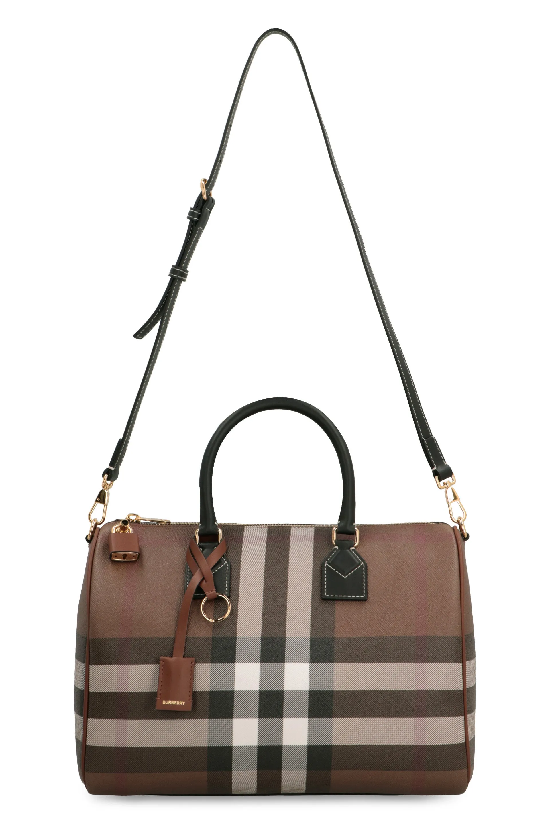 Burberry Checked Zipped Boston Bag