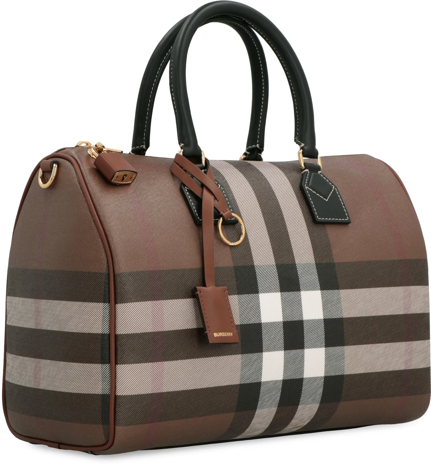 Burberry Checked Zipped Boston Bag