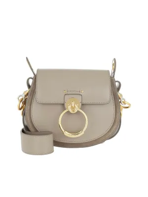 Chlo Tess Logo Embossed Ring Embellished Shoulder Bag