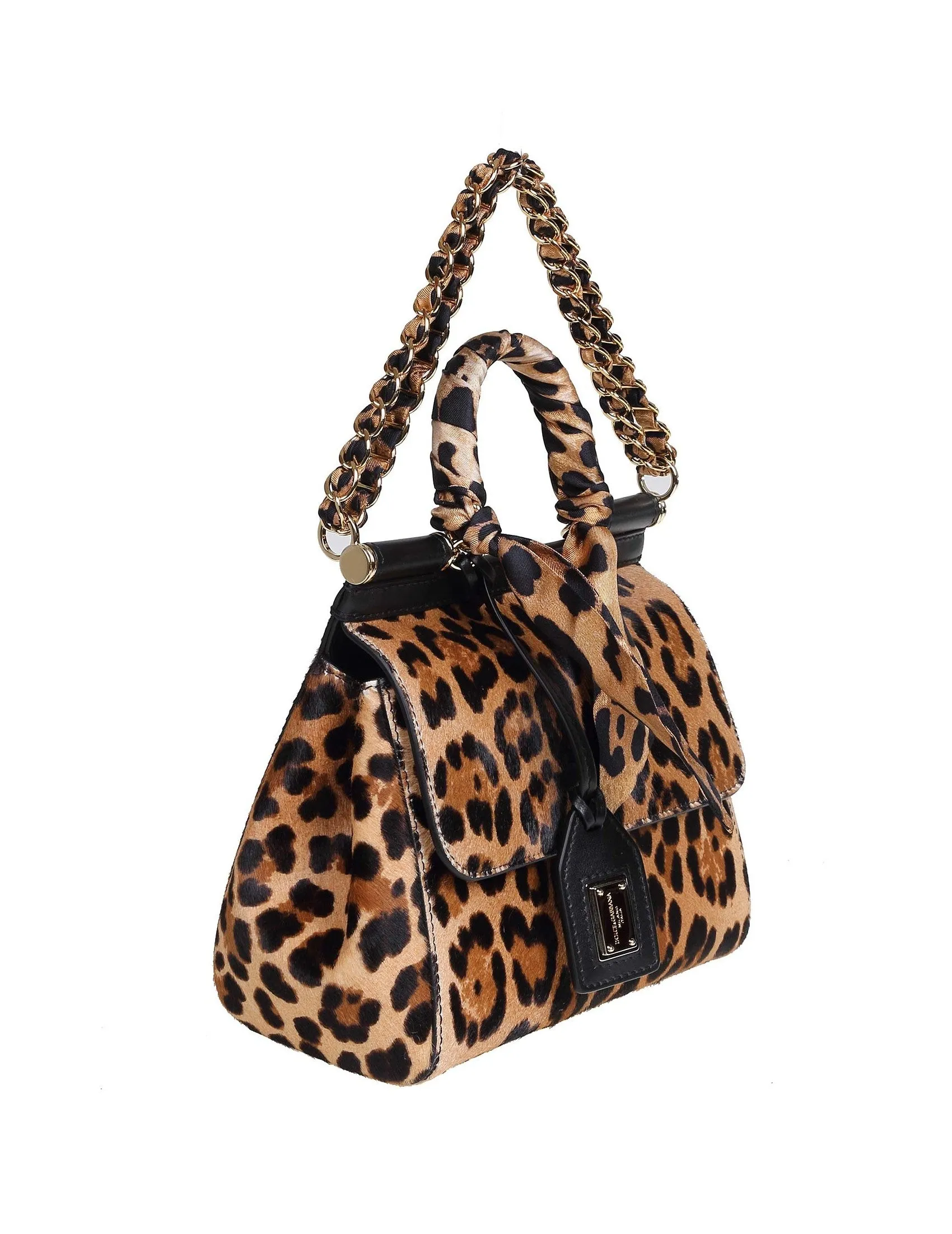 Dolce & Gabbana Leopard Printed Small Sicily Bag