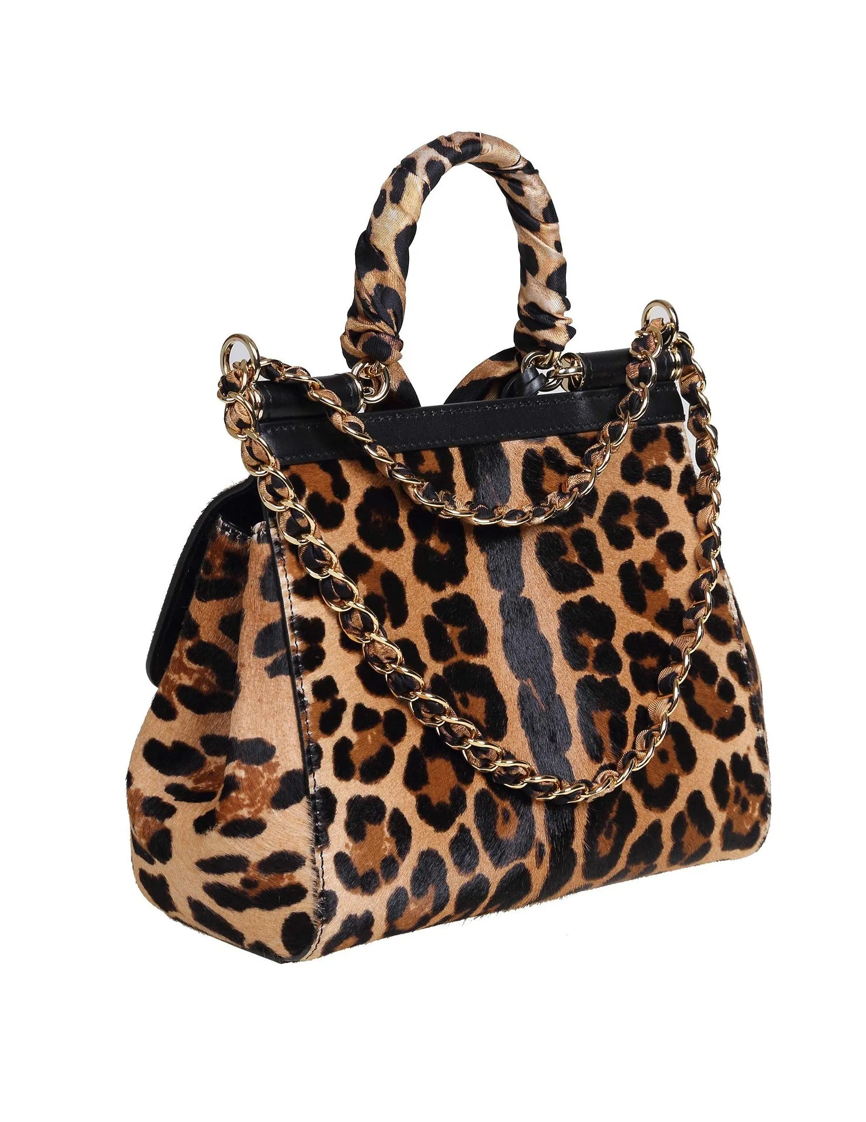 Dolce & Gabbana Leopard Printed Small Sicily Bag