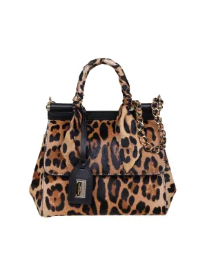 Dolce & Gabbana Leopard Printed Small Sicily Bag