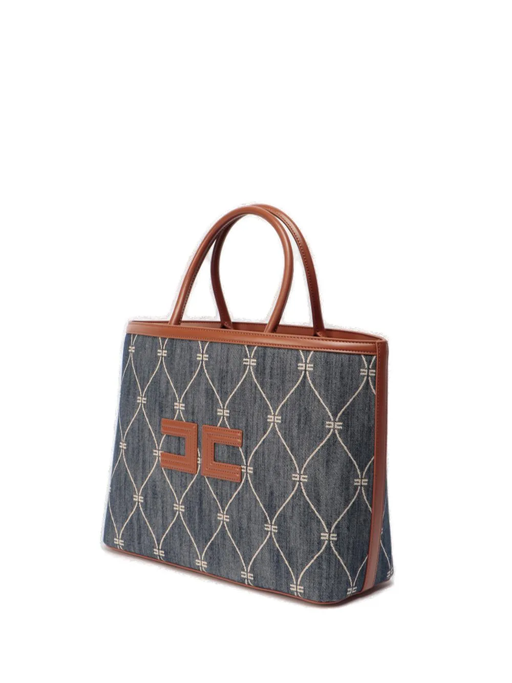 Elisabetta Franchi Logo Embellished Medium Shopper Tote Bag