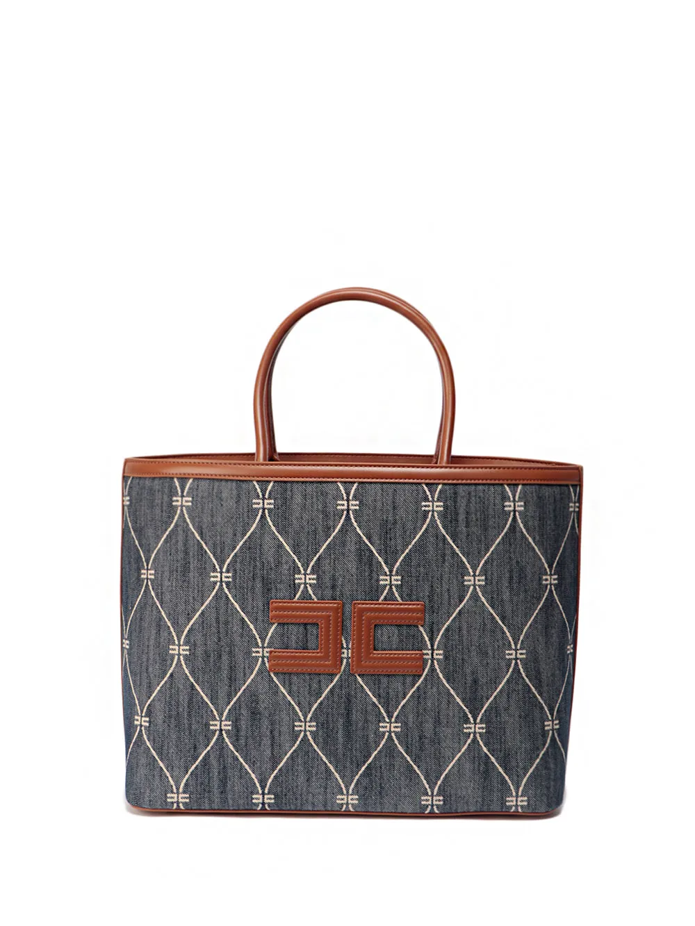 Elisabetta Franchi Logo Embellished Medium Shopper Tote Bag