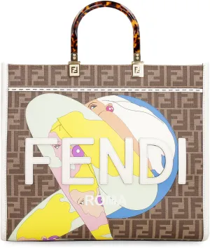Fendi FF Logo Printed Strapped Tote Bag