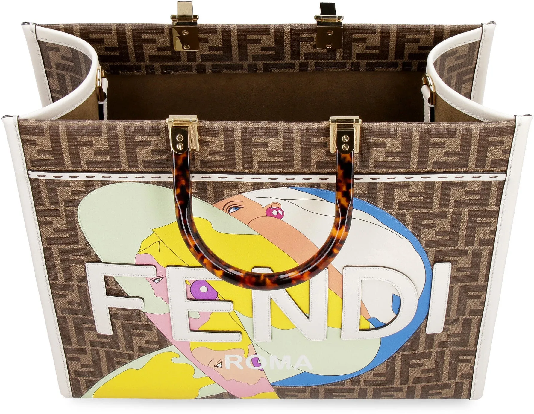 Fendi FF Logo Printed Strapped Tote Bag