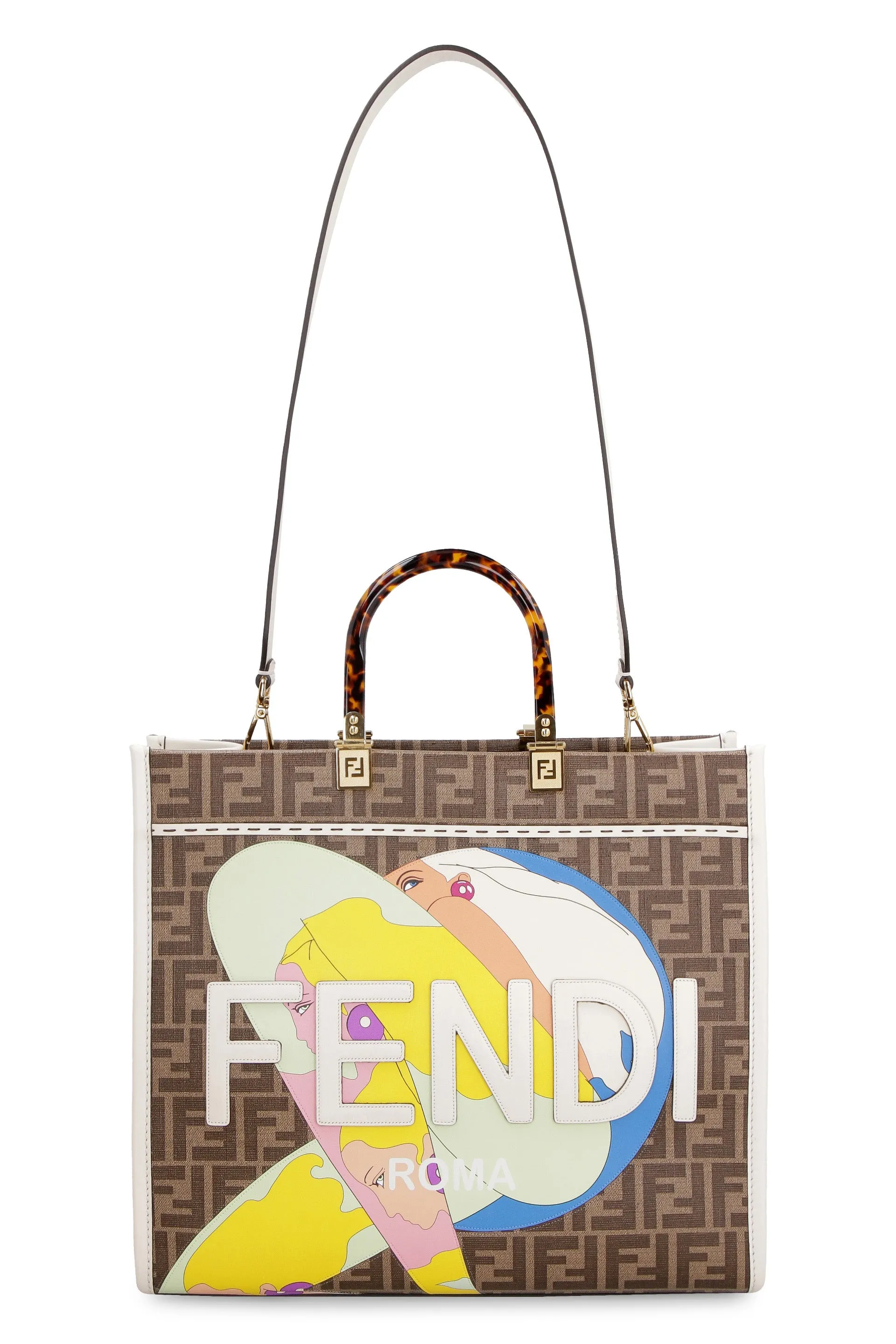 Fendi FF Logo Printed Strapped Tote Bag