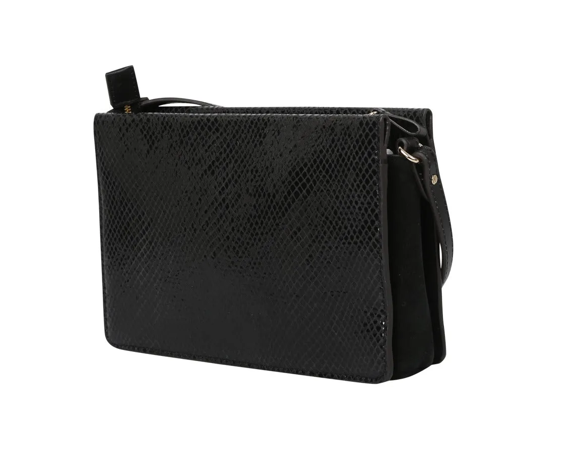 Furla Logo Plaque Snakeskin Effect Satchel Bag