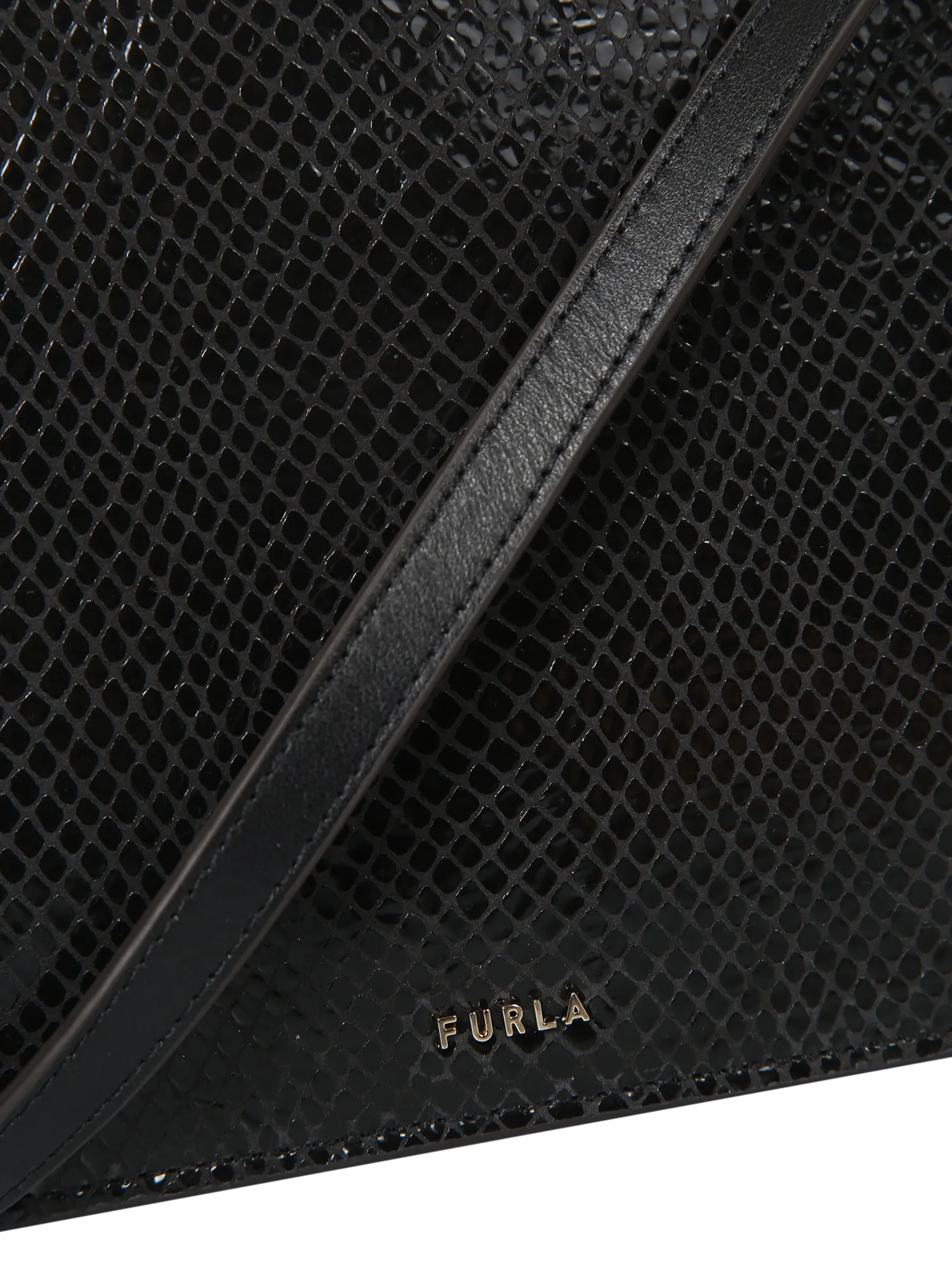 Furla Logo Plaque Snakeskin Effect Satchel Bag