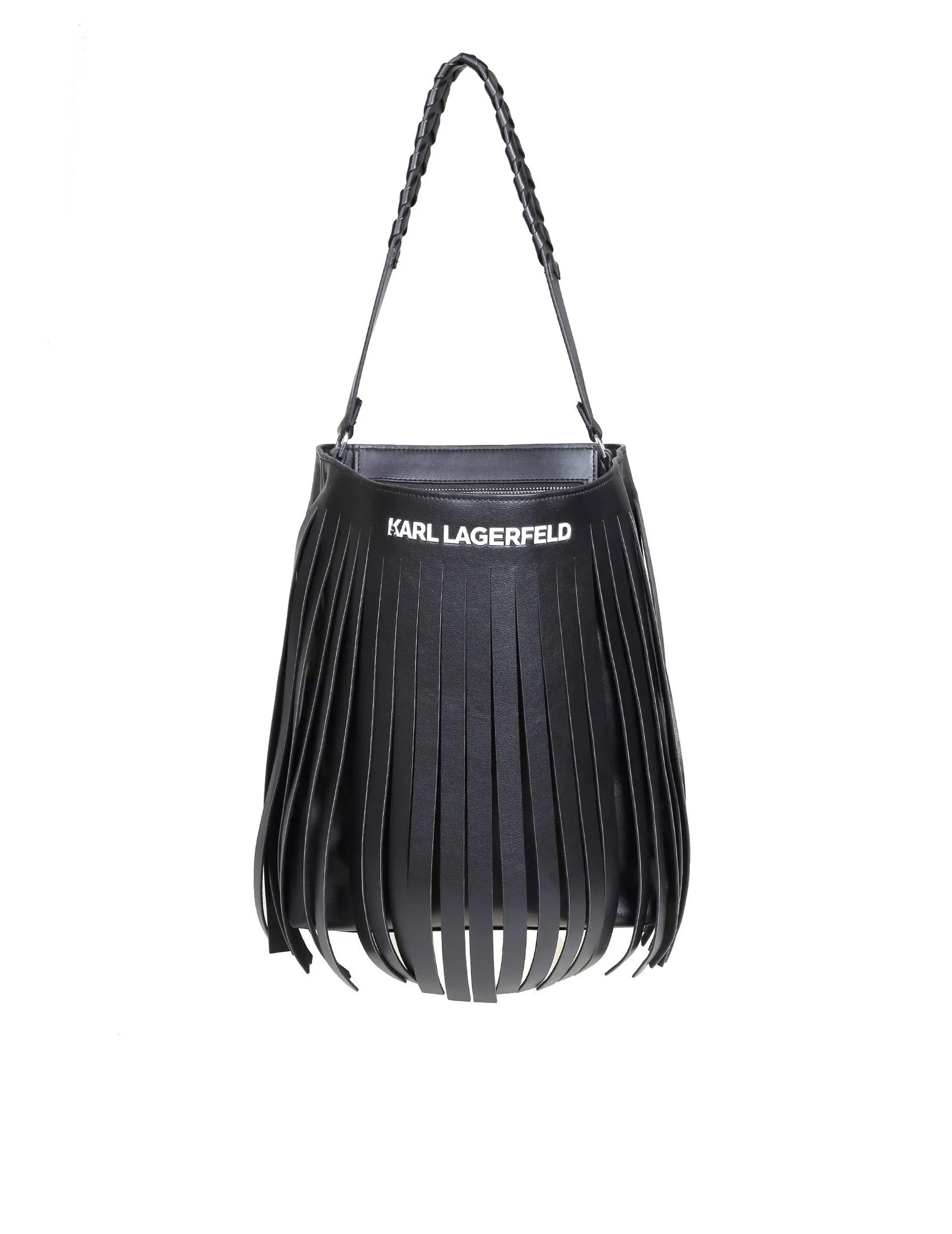 Karl Lagerfeld K/Fringe Logo Detailed Hobo Bag