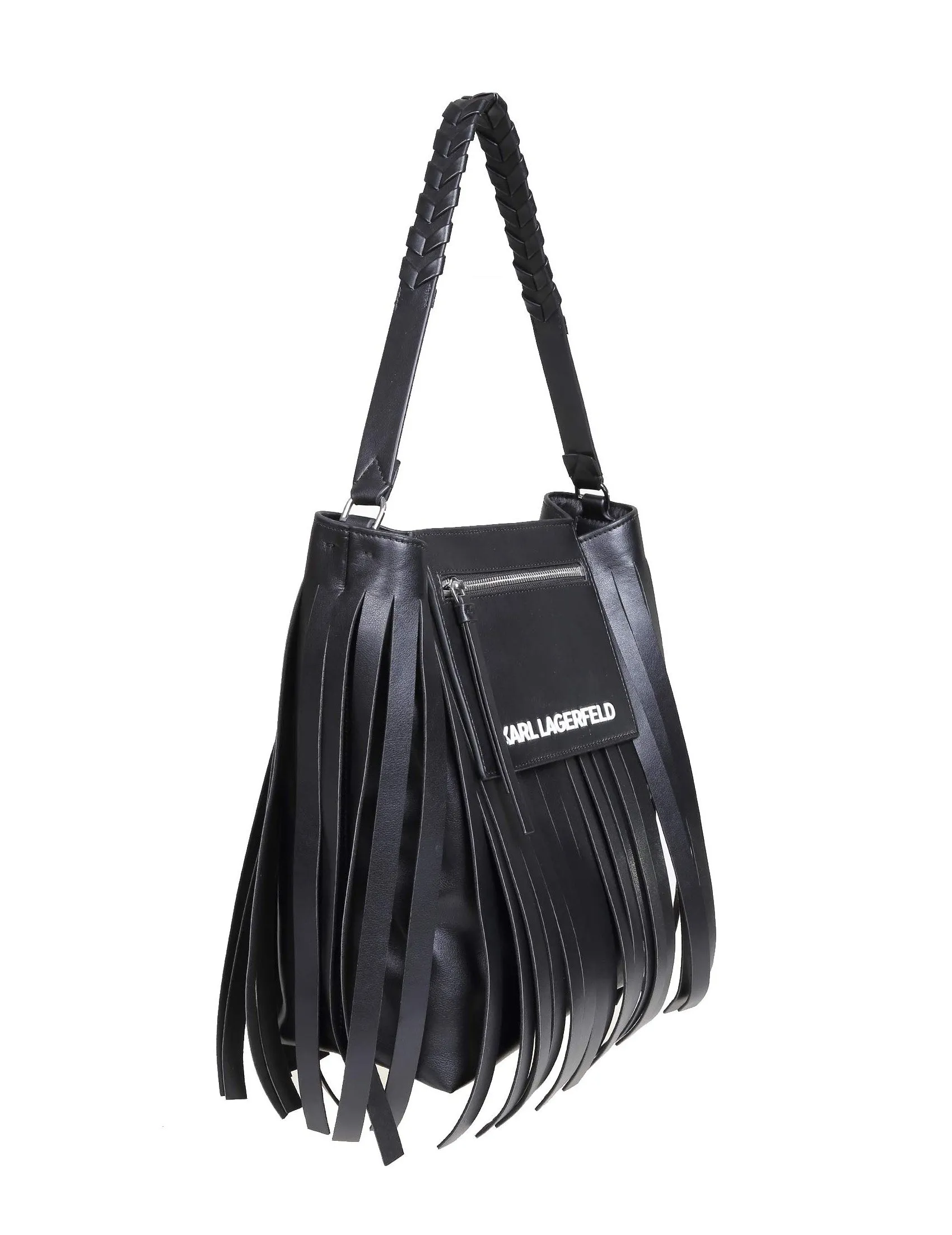 Karl Lagerfeld K/Fringe Logo Detailed Hobo Bag