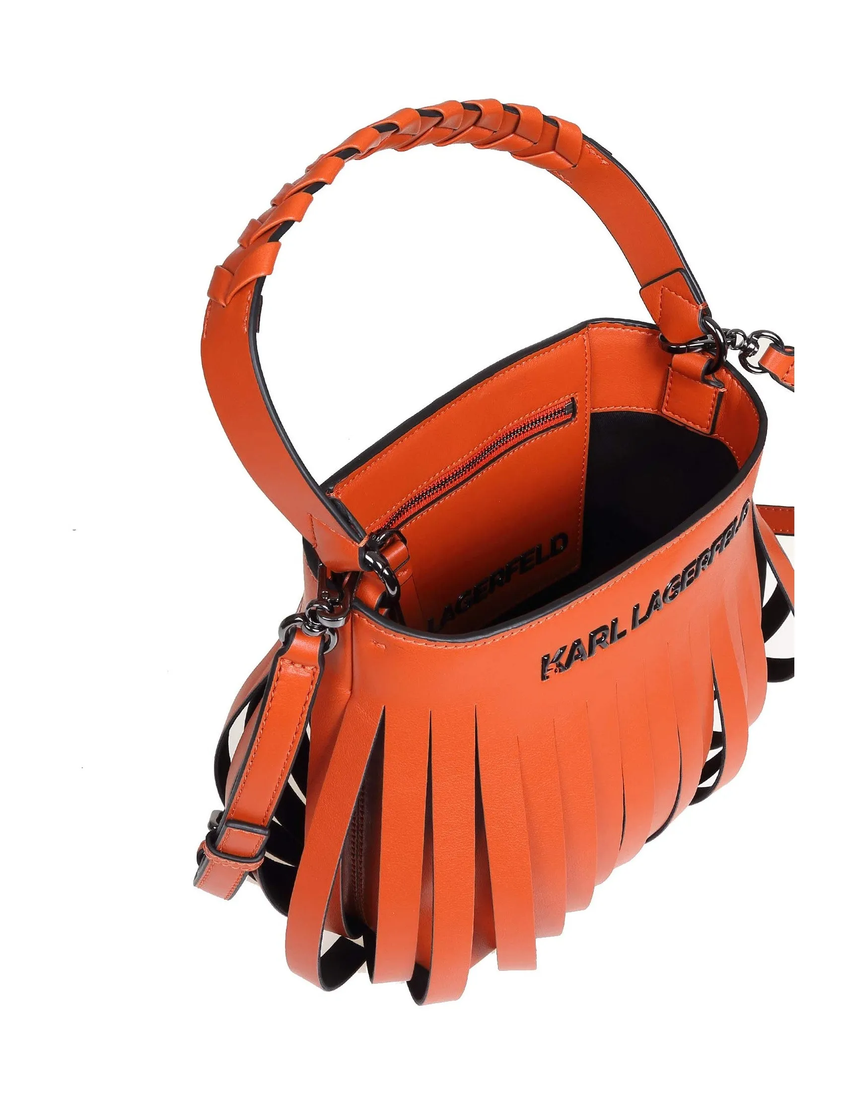 Karl Lagerfeld K/Fringe Logo Detailed Mini Hobo Bag