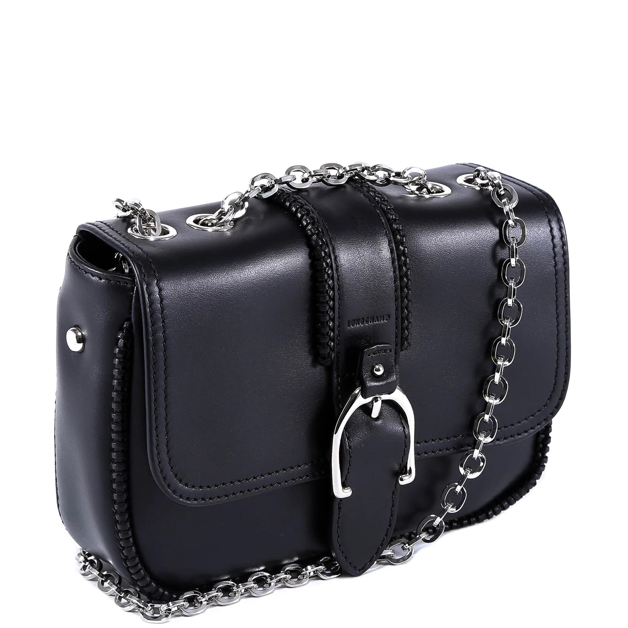 Longchamp Buckled Logo Embossed Foldover Crossbody Bag
