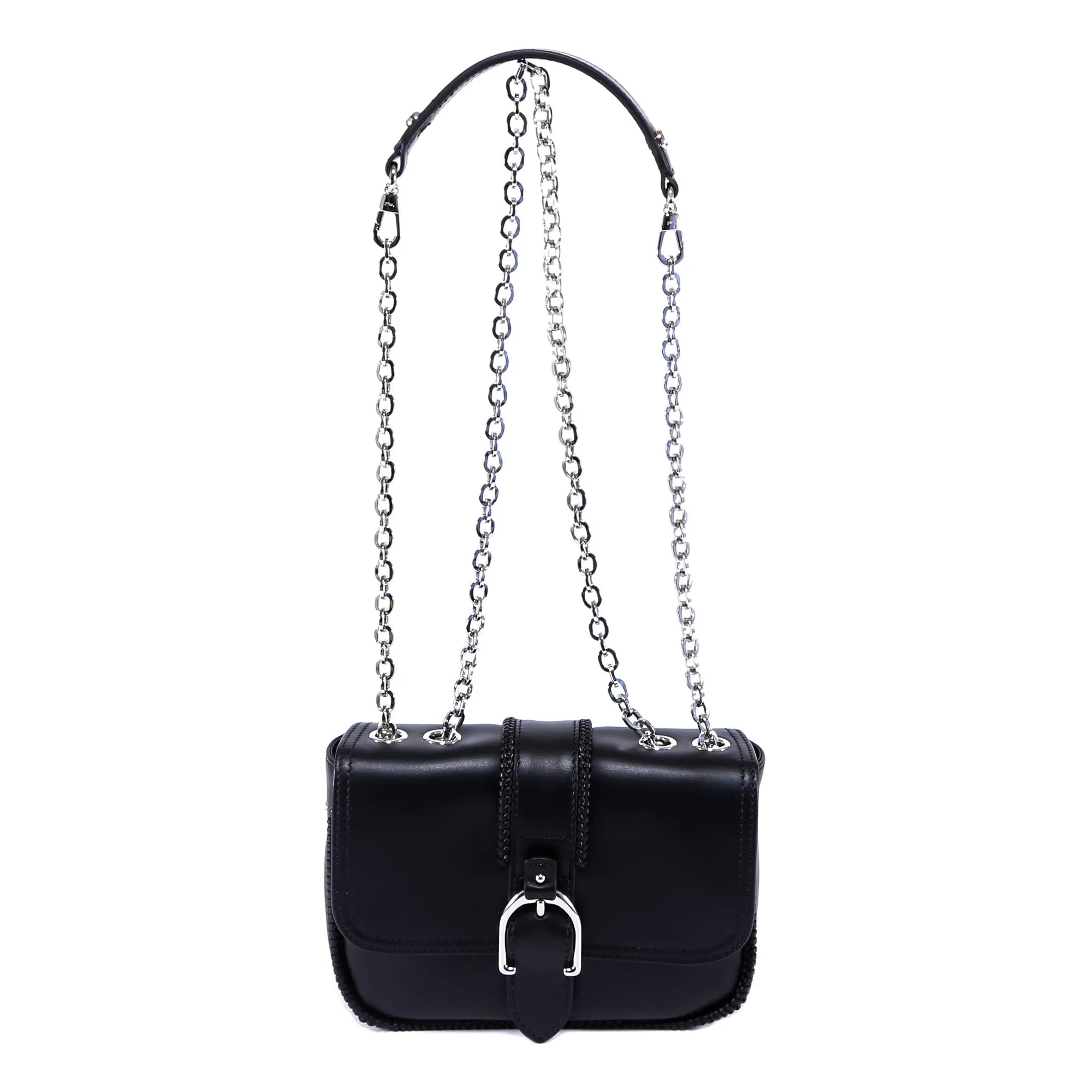 Longchamp Buckled Logo Embossed Foldover Crossbody Bag
