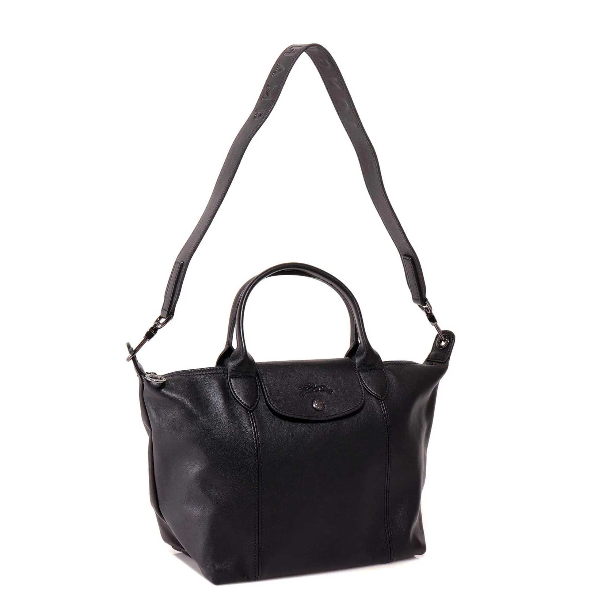 Longchamp Small Le Pliage Cuir Top Handle Bag