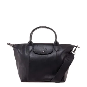 Longchamp Small Le Pliage Cuir Top Handle Bag