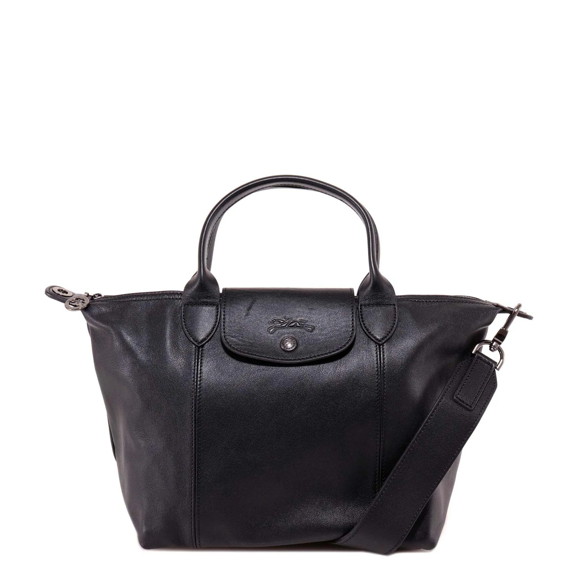 Longchamp Small Le Pliage Cuir Top Handle Bag