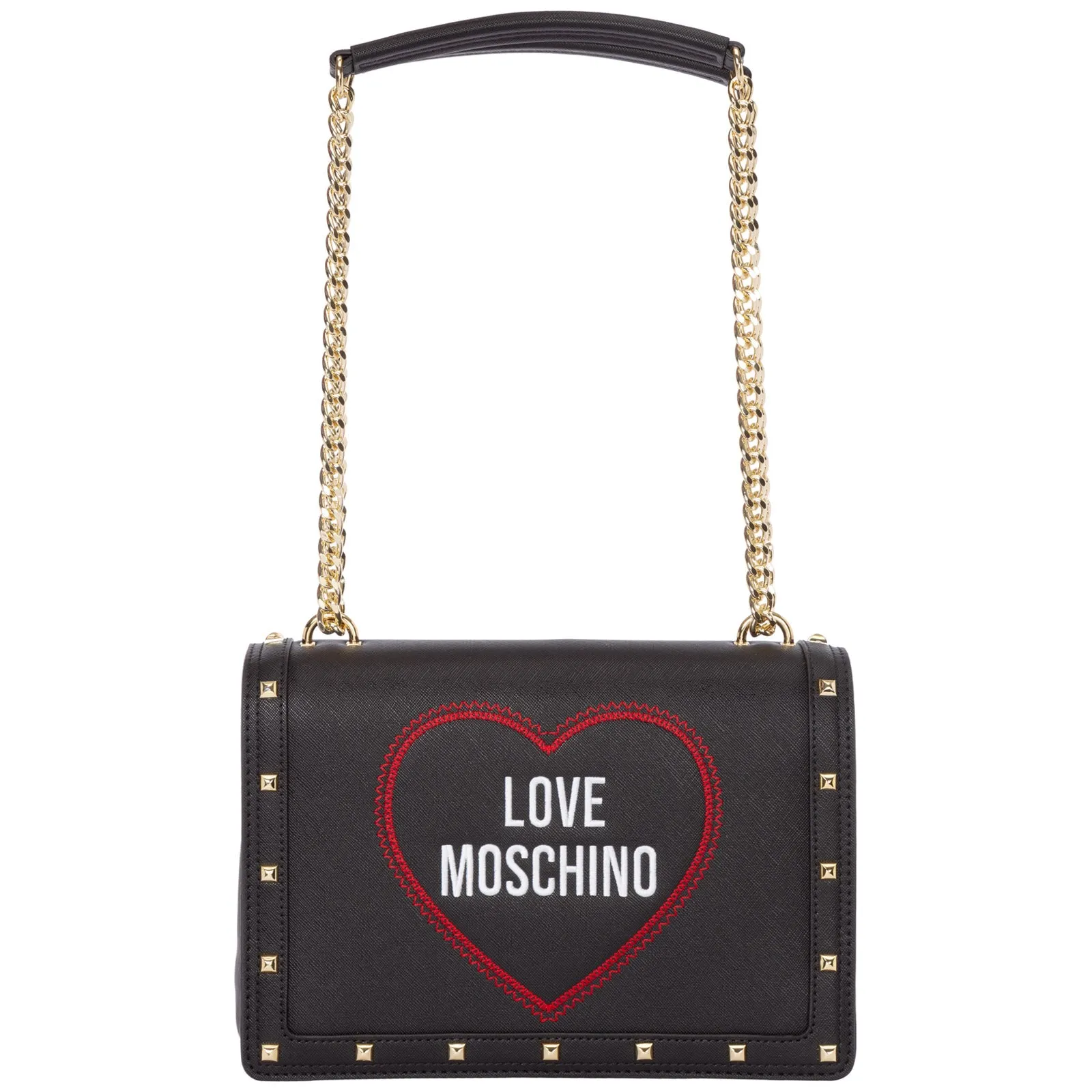 Love Moschino Logo Embroidered Chained Crossbody Bag