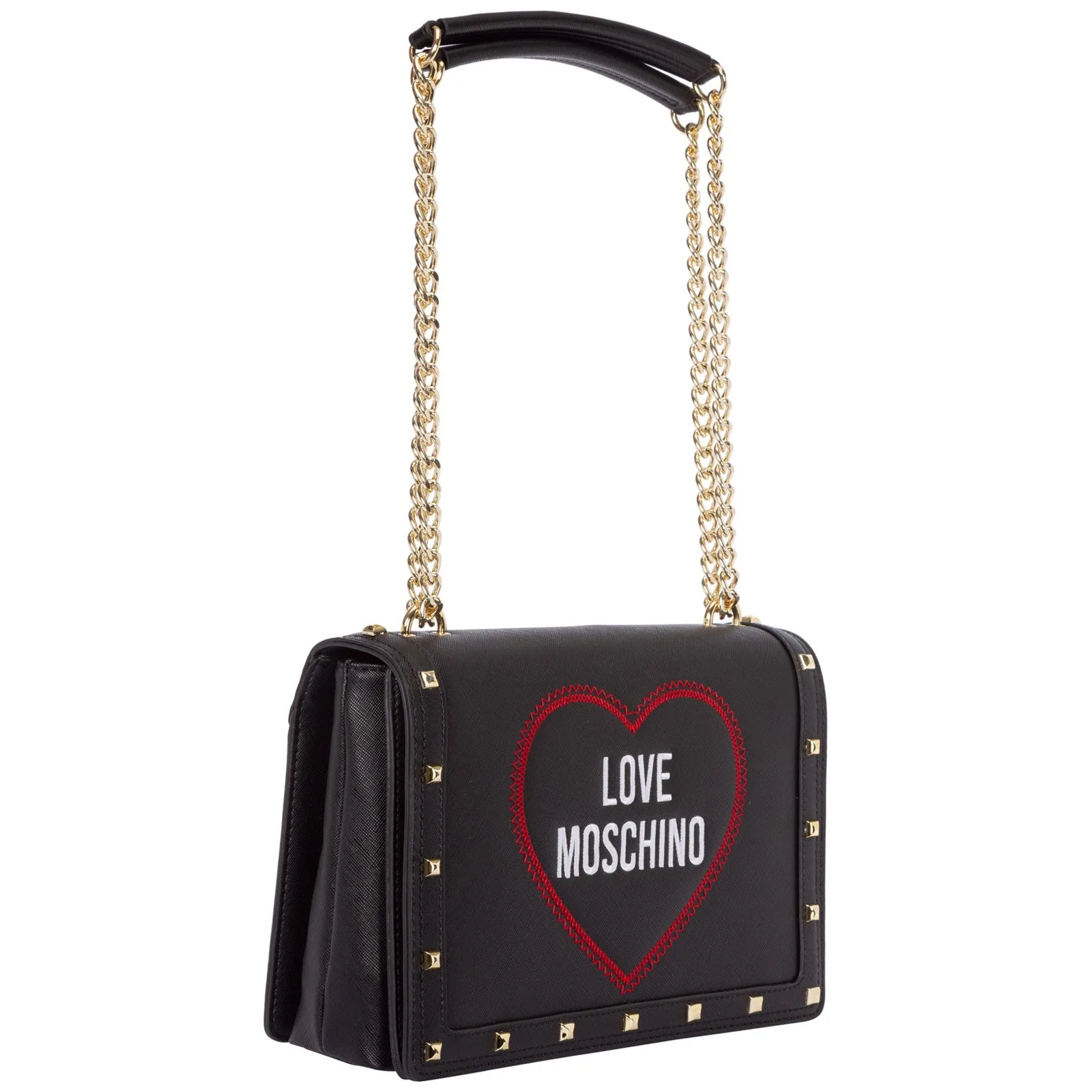Love Moschino Logo Embroidered Chained Crossbody Bag