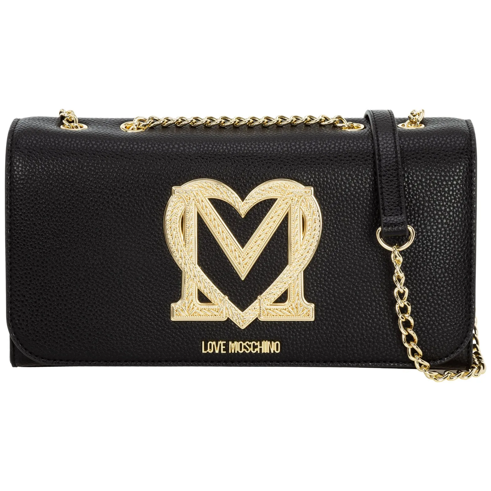 Love Moschino Logo Plaque Foldover Shoulder Bag