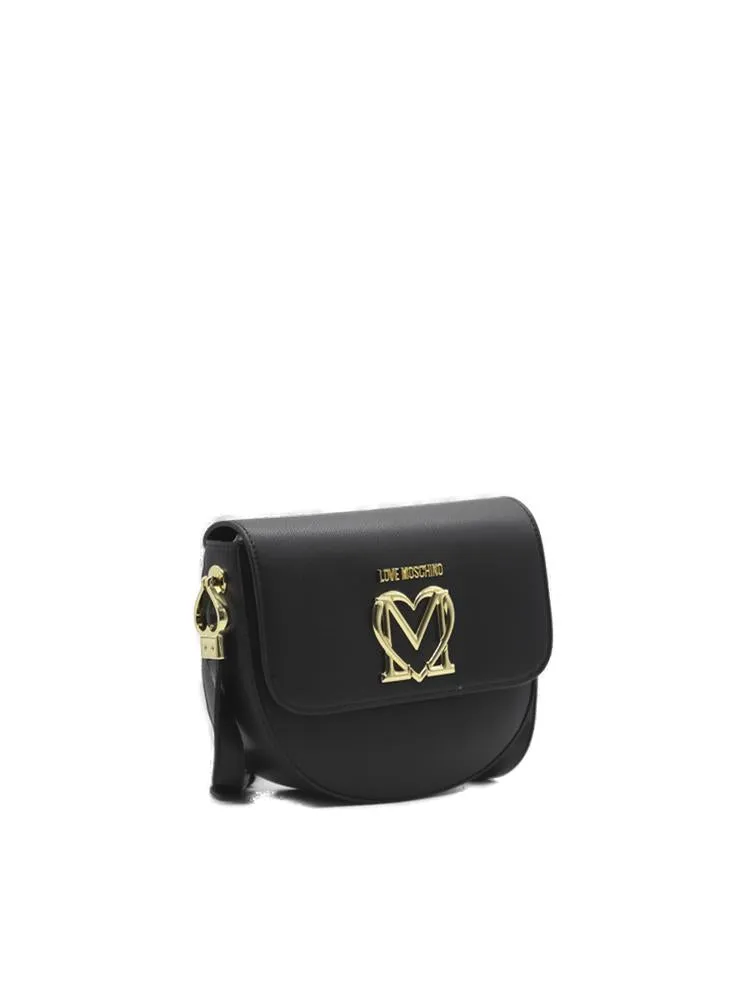Love Moschino Logo Plaque Foldover Shoulder Bag