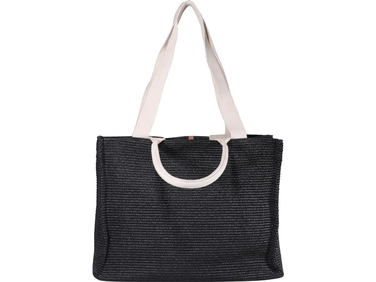 Marni Logo Embroidered Raffia Top Handle Tote Bag