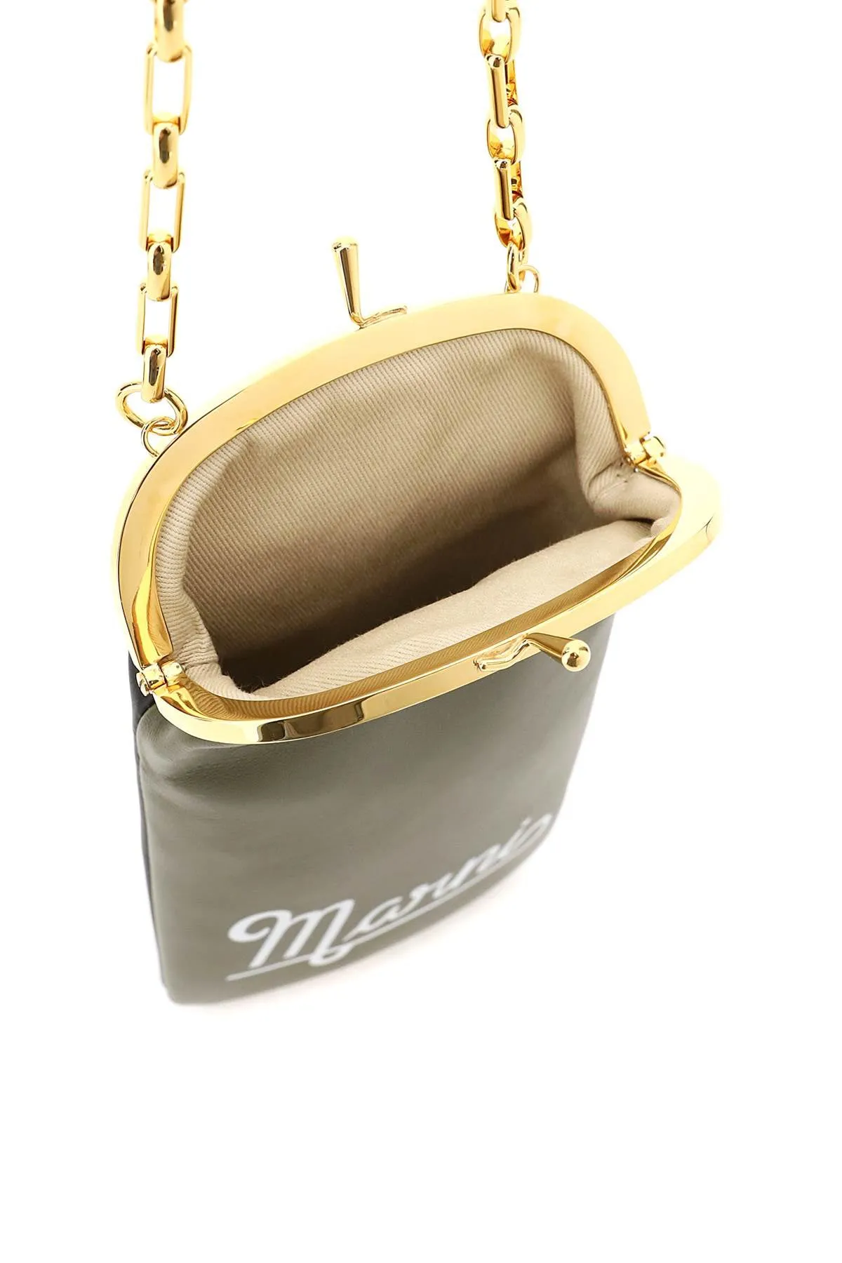 Marni Logo Printed Chained Crossbody Bag