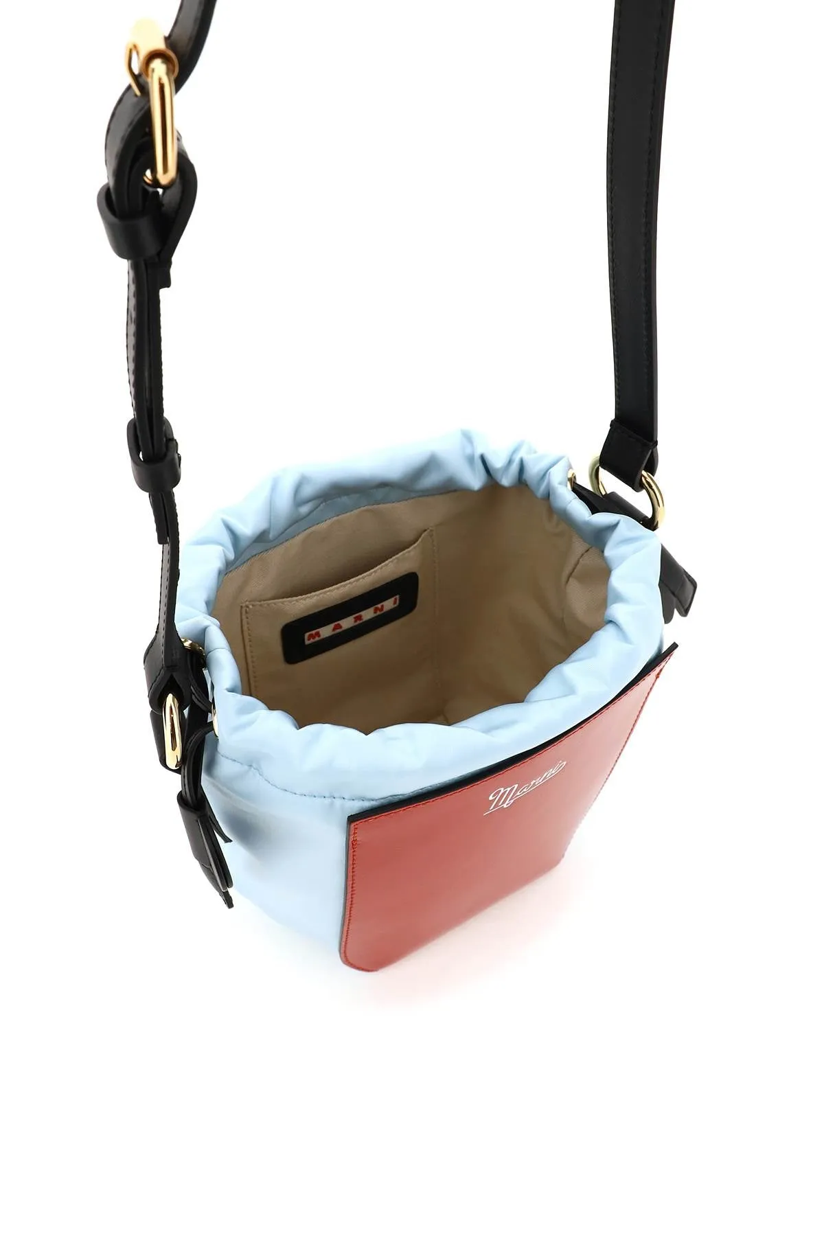 Marni Logo Printed Drawstring Bucket Bag