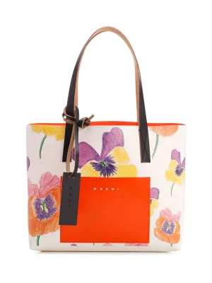 Marni Pansies Printed Shopping Bag