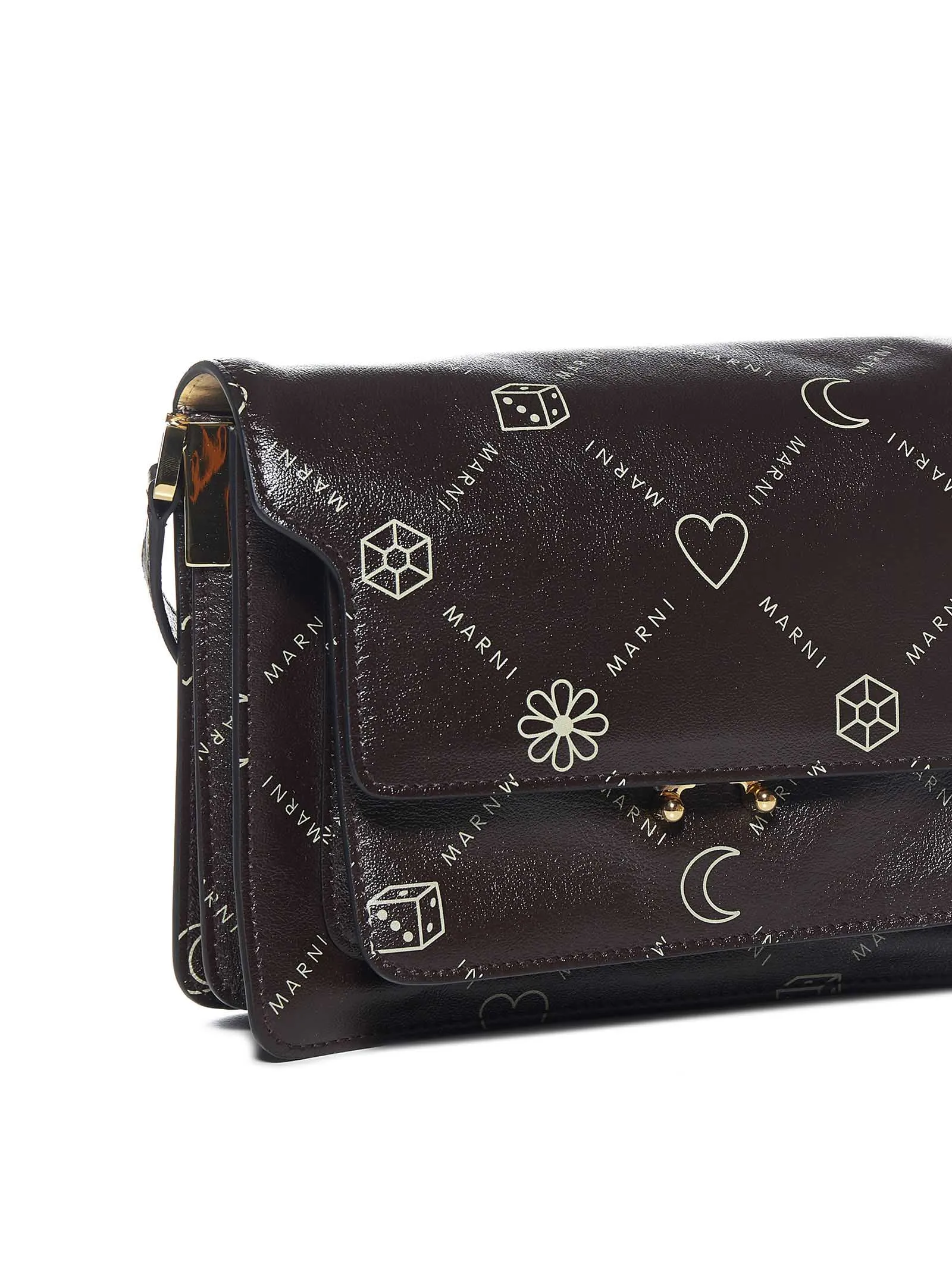 Marni Trunk Graphic-Printed Foldover Top Crossbody Bag