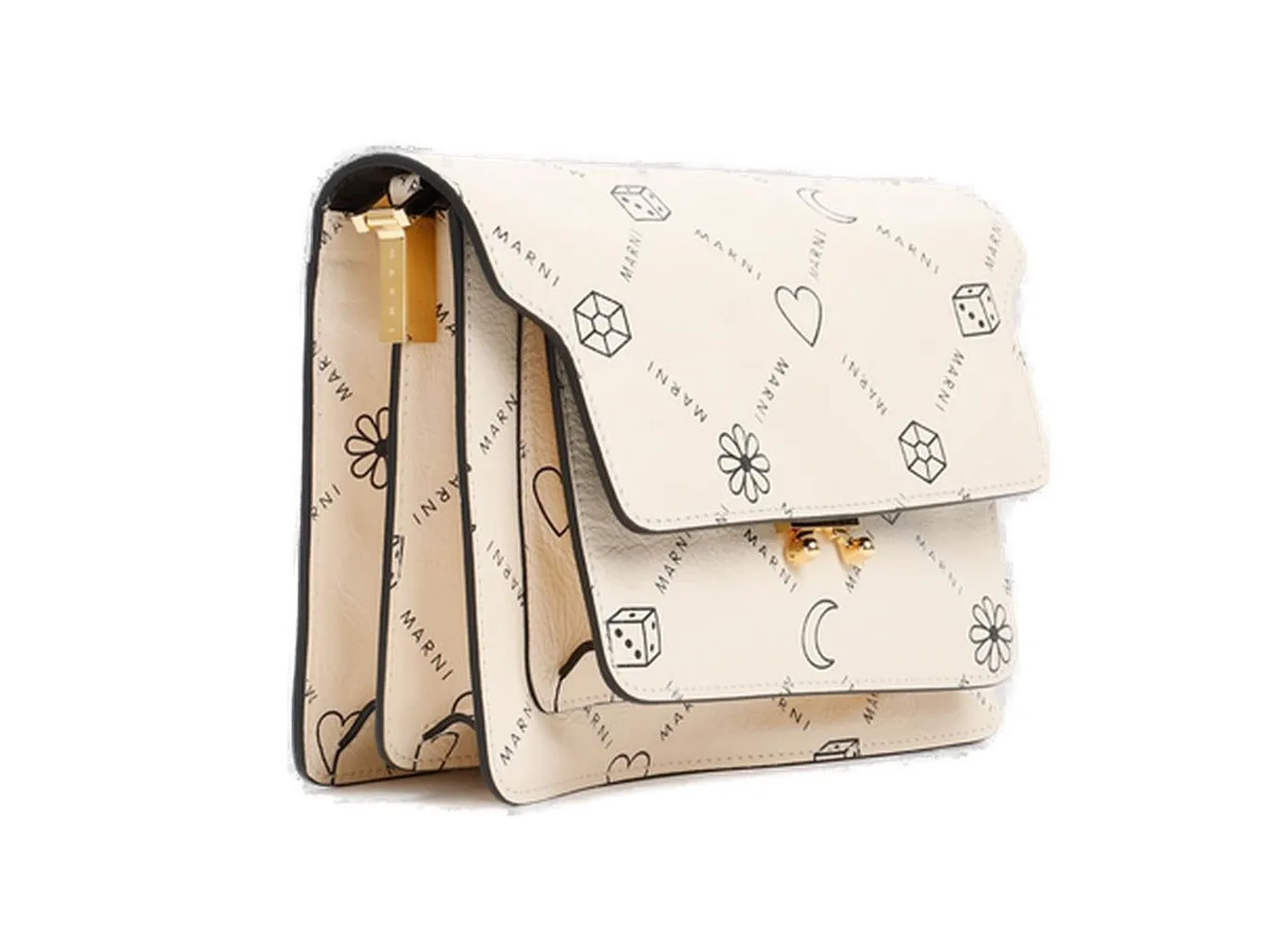 Marni Trunk Graphic-Printed Foldover Top Crossbody Bag