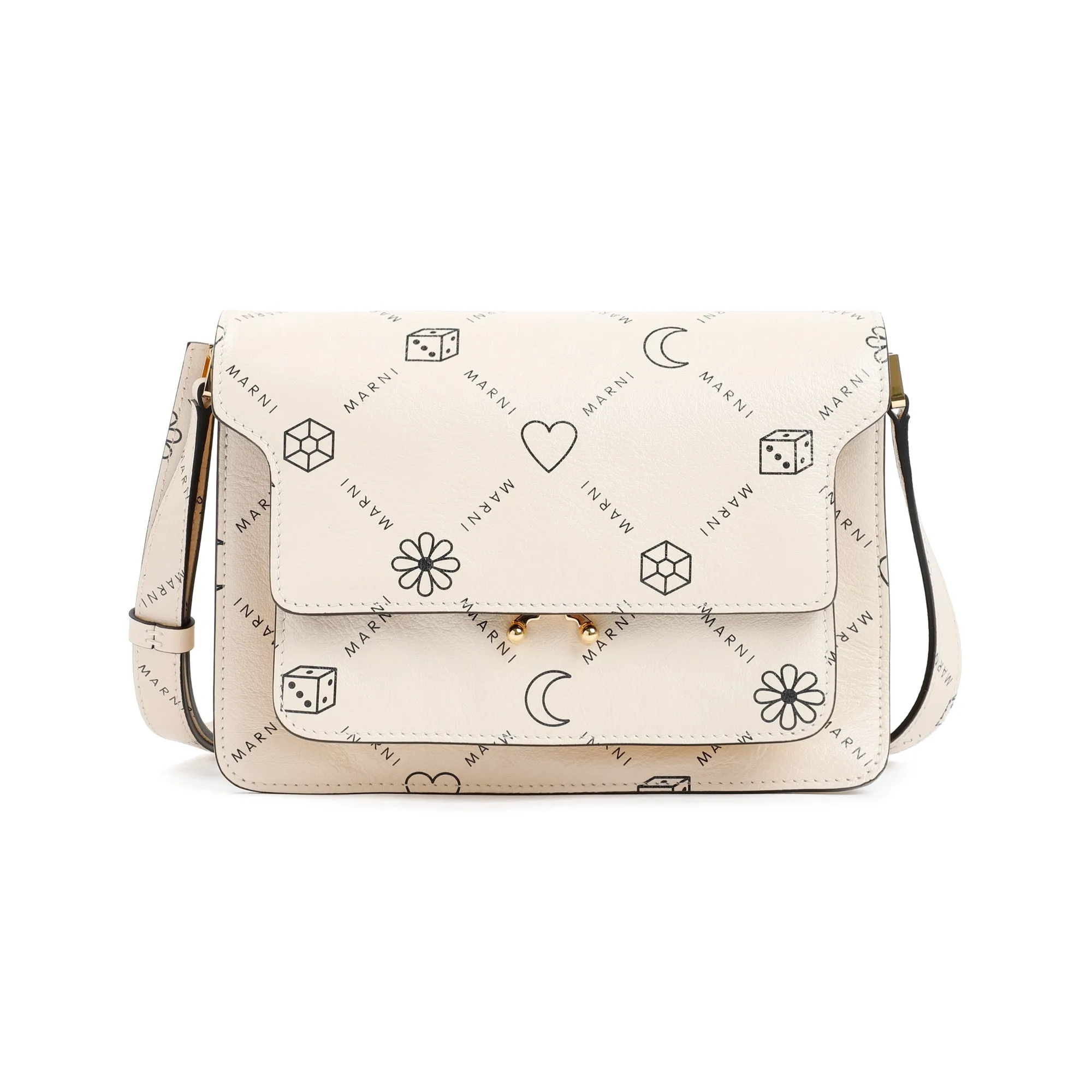 Marni Trunk Graphic-Printed Foldover Top Crossbody Bag
