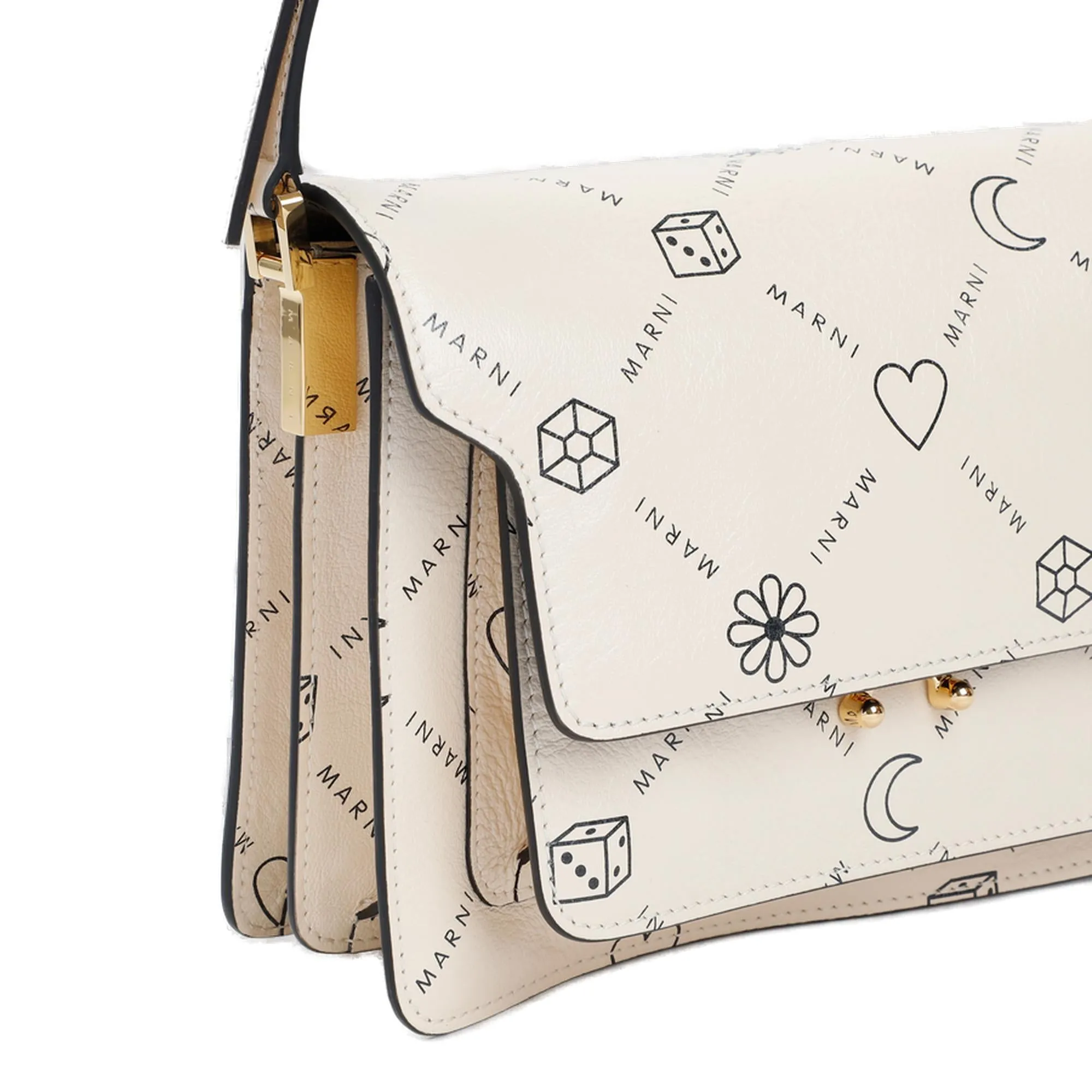 Marni Trunk Graphic-Printed Foldover Top Crossbody Bag