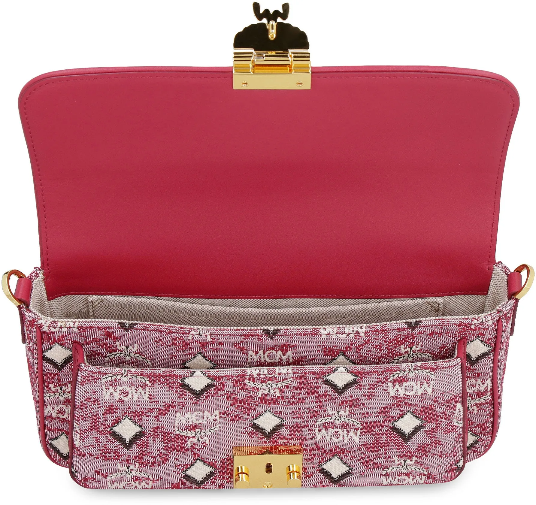MCM Logo Engraved Visetos Jacquard Crossbody Bag