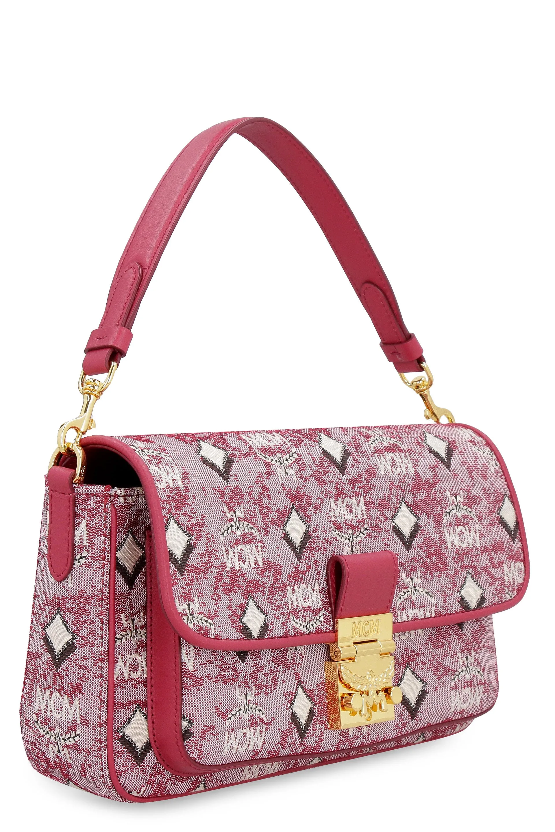 MCM Logo Engraved Visetos Jacquard Crossbody Bag