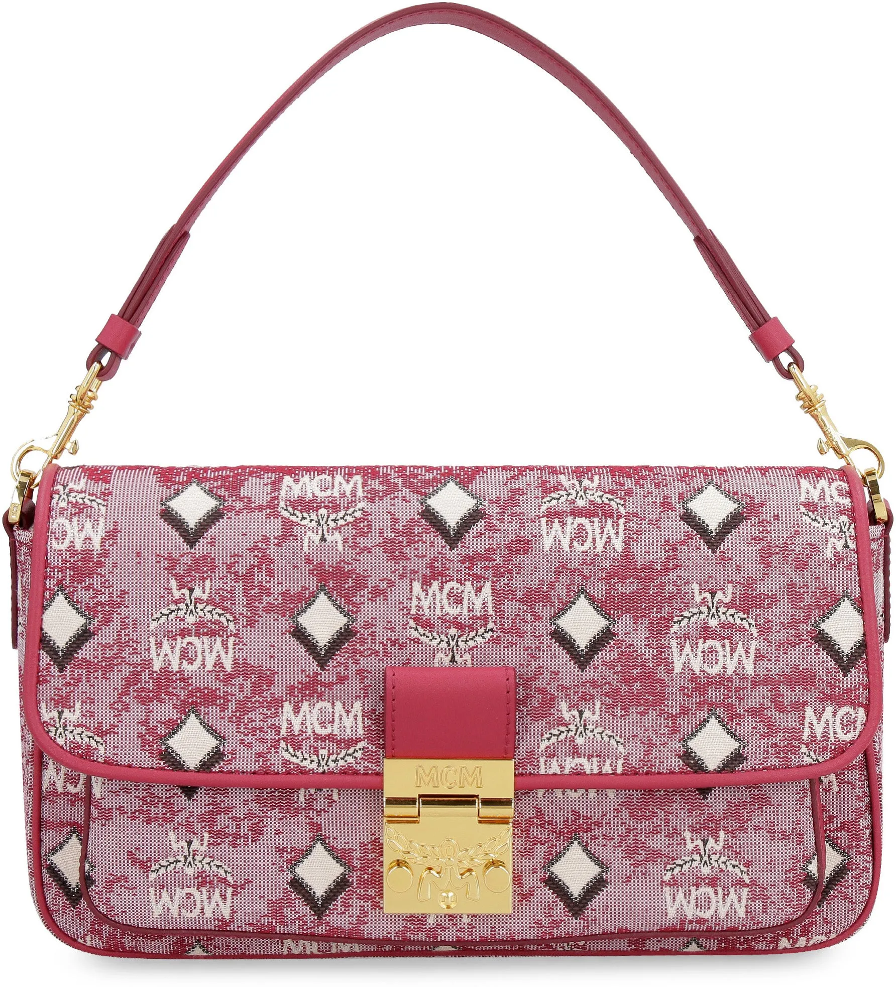 MCM Logo Engraved Visetos Jacquard Crossbody Bag