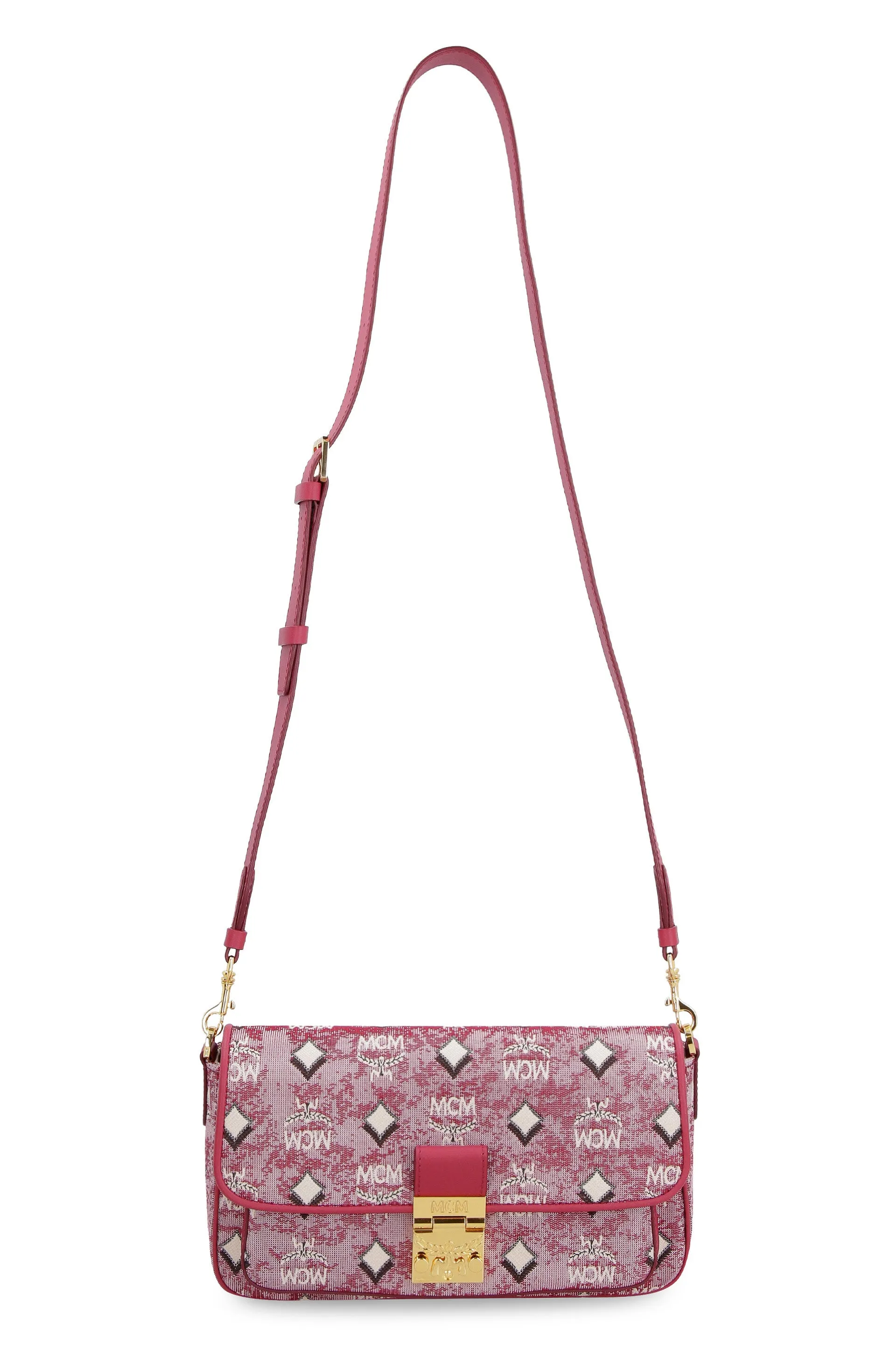 MCM Logo Engraved Visetos Jacquard Crossbody Bag