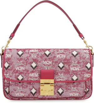MCM Logo Engraved Visetos Jacquard Crossbody Bag