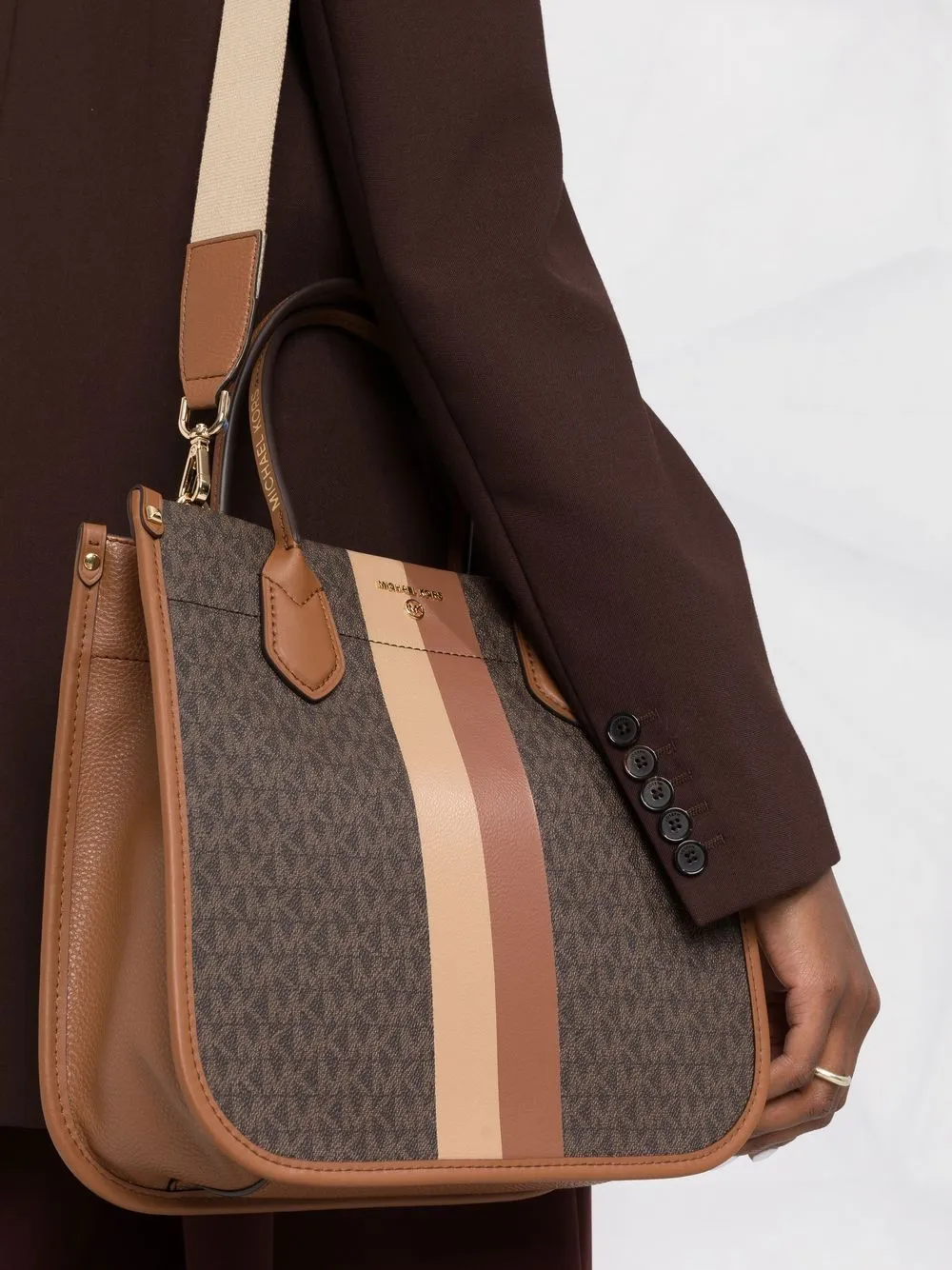 Michael Michael Kors Monogram Logo Plaque Tote Bag