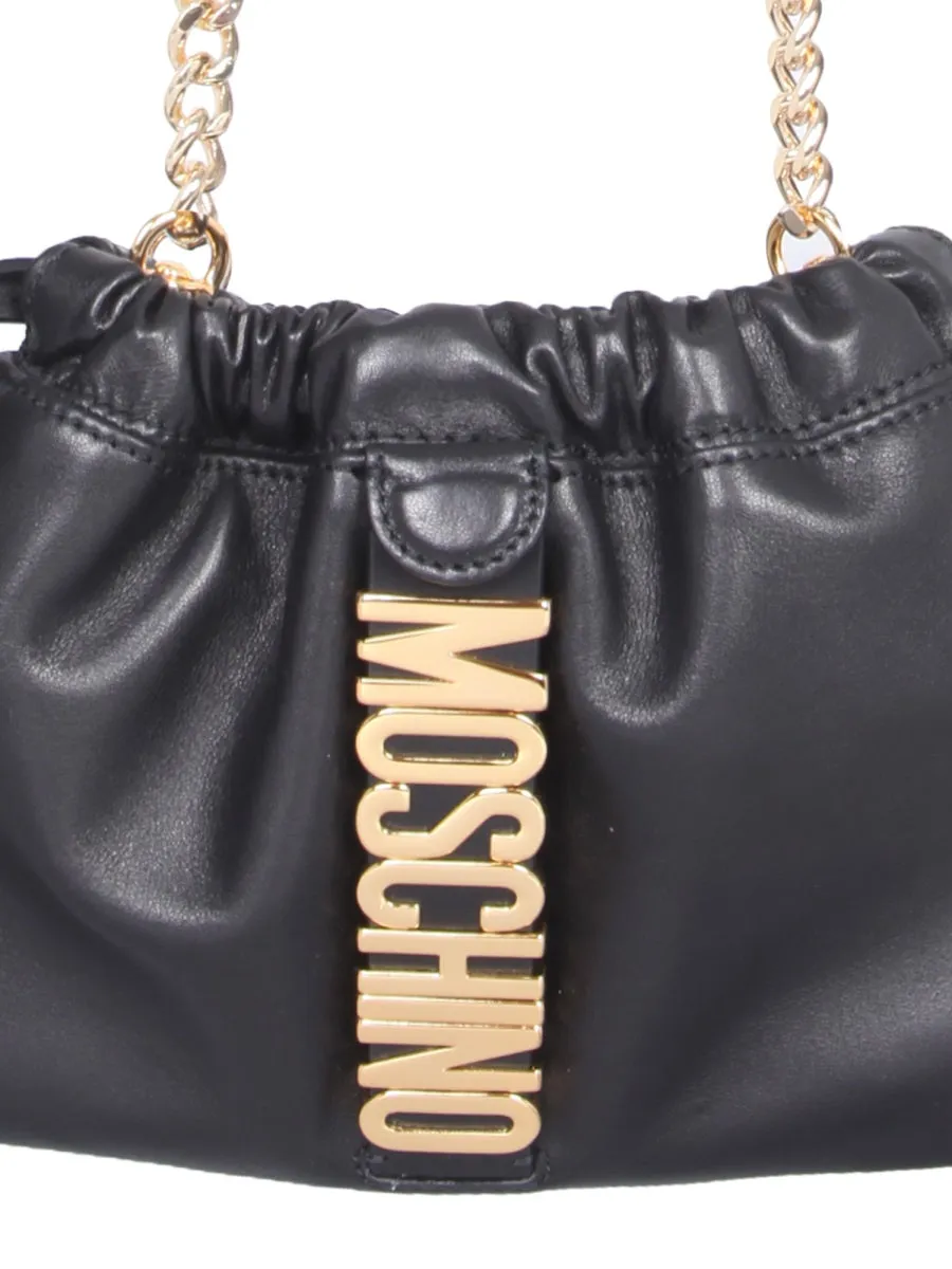 Moschin Logo Plaque Drawstring Crossbody Bag