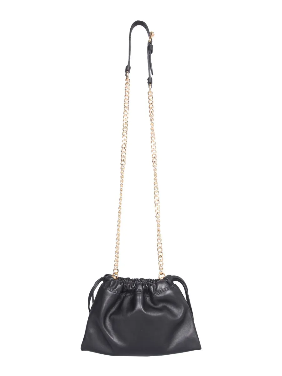 Moschin Logo Plaque Drawstring Crossbody Bag