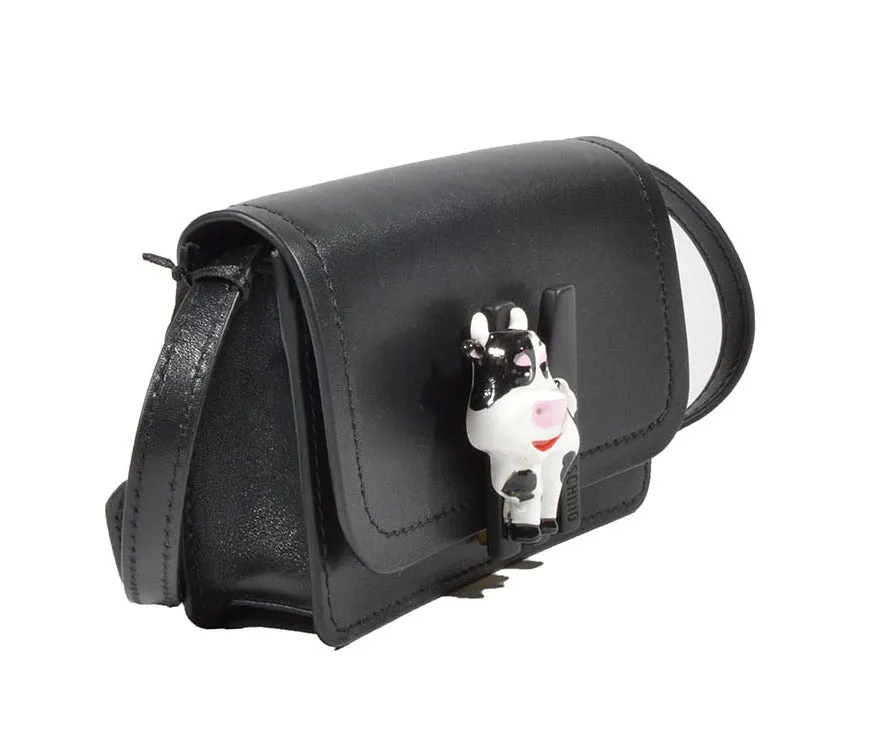 Moschino Cow-Plaque Foldover Top Crossbody Bag