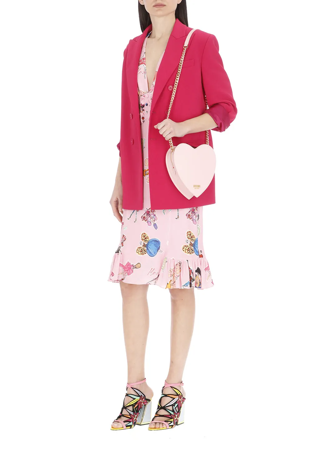 Moschino Heart Shape Logo Plaque Shoulder Bag